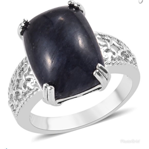Jewelry - Blue Aventurine Ring in Platinum Bond Brass